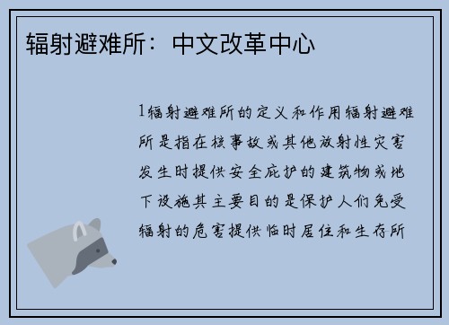 辐射避难所：中文改革中心